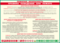 Таблица "Пожарная безопасность. Правила поведения при пожаре" (100х140 сантиметров, винил) - fgospostavki.ru - Калуга