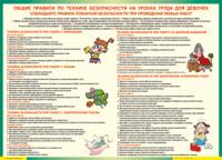 Таблица "Правила безопасности на уроках труда для девочек" (100х140 сантиметров, винил) - fgospostavki.ru - Калуга