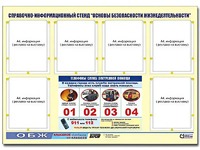 Стенд информационный "Основы безопасности жизнедеятельности" (80*110, 6 карманов) - fgospostavki.ru - Калуга