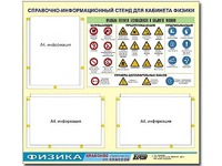 Стенд информационный "Правила техники безопасности в кабинете физики" (75*70, 3 кармана) - fgospostavki.ru - Калуга