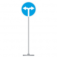 Знак дорожный "Движение направо или налево" 4.1.6 типоразмер 40 на стойке с основанием 3кг - fgospostavki.ru - Калуга