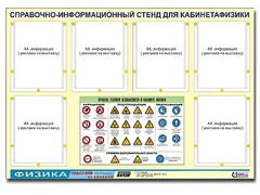 Стенд информационный "Правила техники безопасности в кабинете физики" (80х110, 6 карманов) - fgospostavki.ru - Калуга