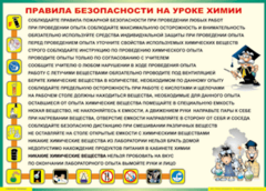 Таблица "Правила безопасности на уроке химии" (100х140 сантиметров, винил) - fgospostavki.ru - Калуга