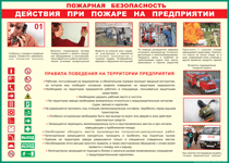 Таблица "Действия при пожаре на предприятии" (100х140 сантиметров, винил) - fgospostavki.ru - Калуга