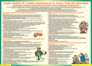 Таблица "Правила безопасности на уроках труда для мальчиков" (100х140 сантиметров, винил) - fgospostavki.ru - Калуга