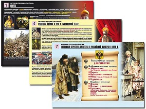 Комплект таблиц по истории "История России XVI - XVIII вв." раздаточные (цветные, ламинированные, А4, 10 штук) - fgospostavki.ru - Калуга