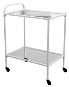 Столик процедурный передвижной металлический с двумя полками из стекла колеса мебельные - fgospostavki.ru - Калуга