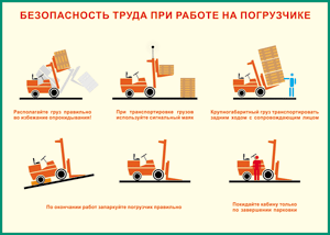 Таблица "Безопасность труда при работе на погрузчике" (100х140 сантиметров, винил) - fgospostavki.ru - Калуга