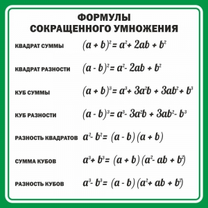 Стенд "Формулы сокращенного умножения" Вариант 2 - fgospostavki.ru - Калуга