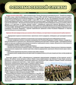 Стенд "Основы военной службы" - fgospostavki.ru - Калуга