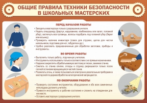 Стенд "Общие правила техники безопасности в школьных мастерских" - fgospostavki.ru - Калуга