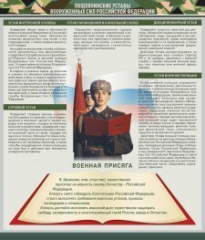 Стенд "Уставы. Закон военной службы. Военная присяга" - fgospostavki.ru - Калуга