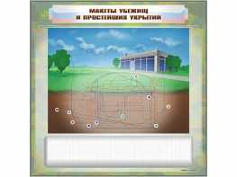 Магнитно-маркерная доска "Макеты убежищ и простейших укрытий" с комплектом фолий и тематических магнитов - fgospostavki.ru - Калуга