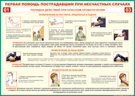 Таблица "Порядок действий при опасном кровотечении" (100х140 сантиметров, винил) - fgospostavki.ru - Калуга