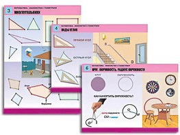 Комплект таблиц "Математика. Знакомство с геометрией" (6 таблиц, формат А1, ламинированные) - fgospostavki.ru - Калуга