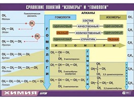 Таблица демонстрационная "Сравнение понятий изомер и гомолог" (винил 100x140) - fgospostavki.ru - Калуга