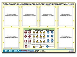 Стенд информационный "Правила техники безопасности в кабинете физики" (80х110, 6 карманов) - fgospostavki.ru - Калуга