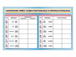 Фрагмент (демонстрационный) маркерный (двухсторонний) "Склонение имен существительных и прилагательных" - fgospostavki.ru - Калуга